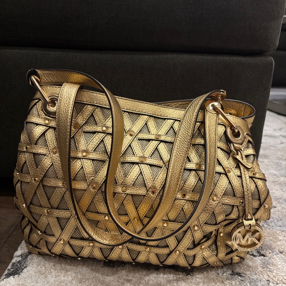 Michael Kors Gold Lattice Shoulder Bag